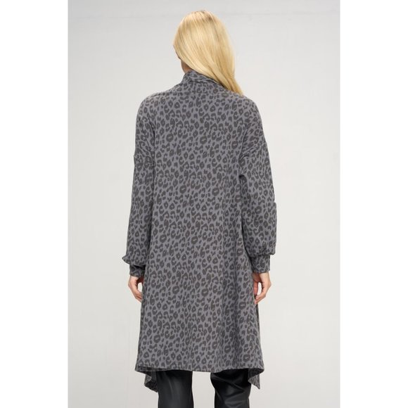 Made in USA Cotton Spandex Terry Animal Print Cardigan - Picture 6 of 10